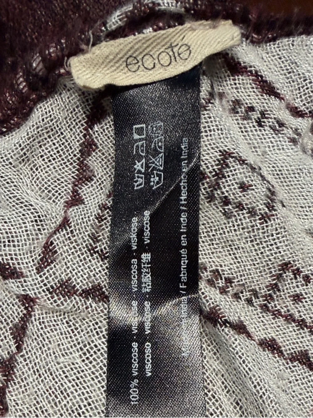 Boho Geometric Fringe wrap in maroon by ecote